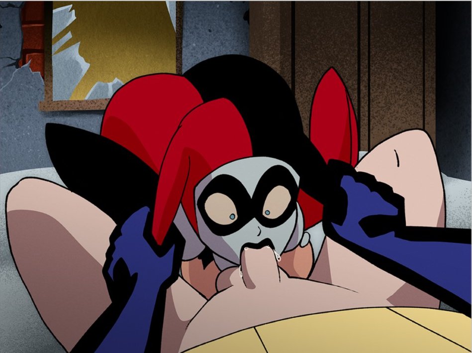 1boy1girl 1girls accurate_art_style ass batman batman:_the_animated_series batman_(series) black_lipstick blowjob blue_eyes bottomless_male dc dc_comics dcau drpizzaboi1 fake_screenshot fellatio female_focus harley_quinn harley_quinn_(classic) male/female on_model oral penis penis_in_mouth pov pov_blowjob saliva shocked_expression style_emulation style_imitation style_parody stylized testicles