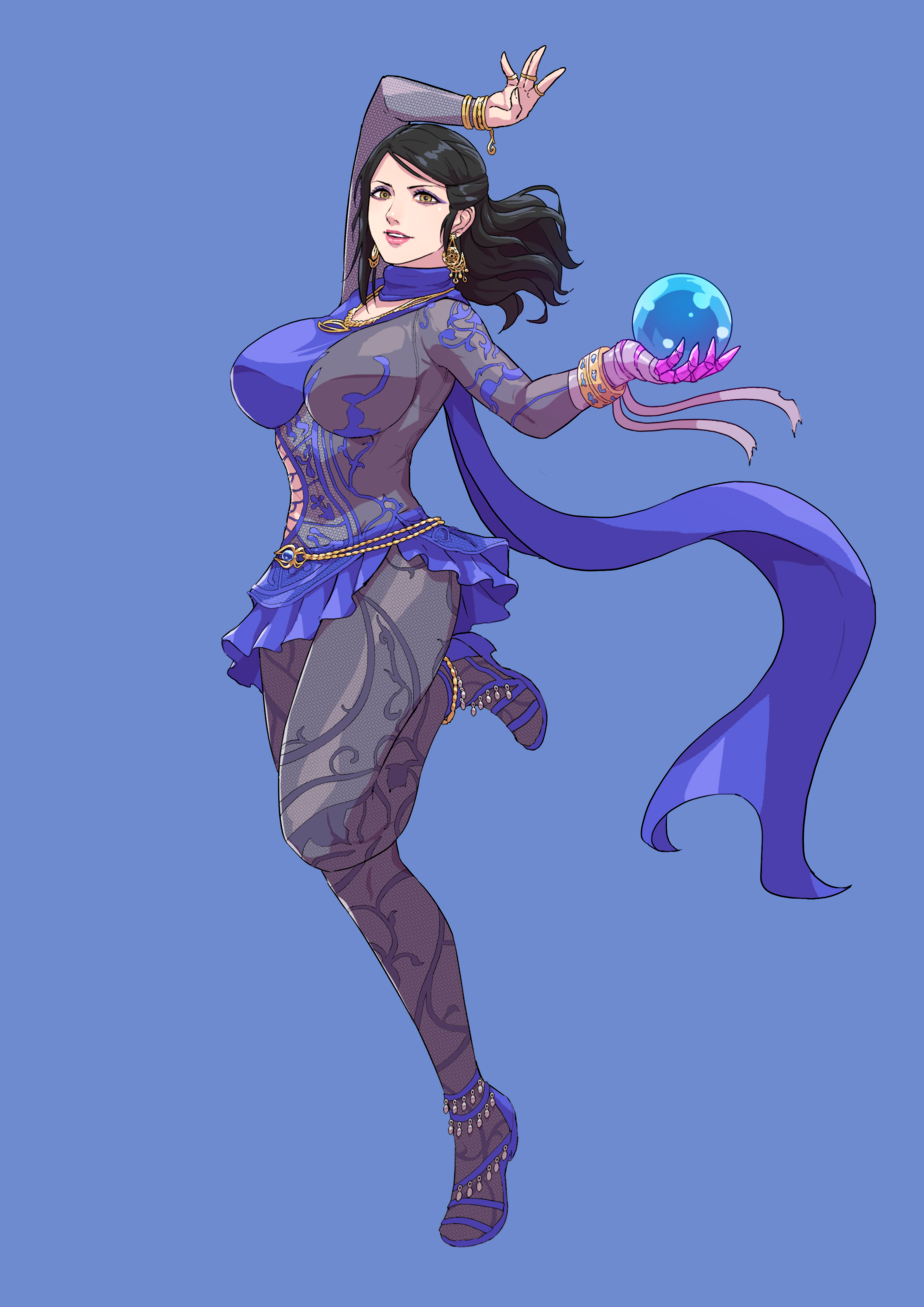 1girls, 2d, big breasts, breasts, cirenk, clothing, female, female only, heels, light skin, light-skinned female, namco, stockings, tekken, tekken 7, tekken tag tournament 2, tight clothing, zafina (tekken)