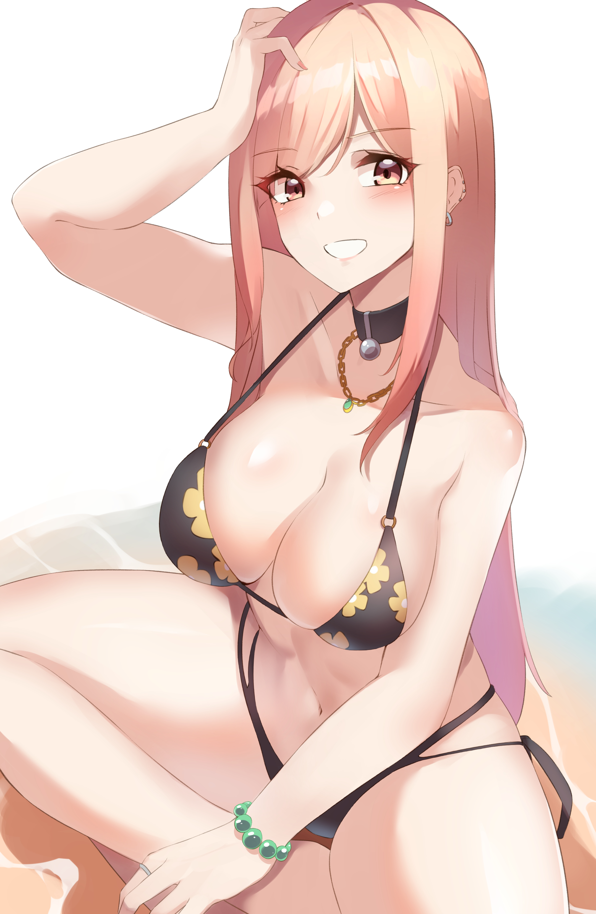 1girls, aim (artist), alternate costume, bikini, blonde hair, bracelet, breasts, choker, female, female only, gyaru, kitagawa marin, light skin, light-skinned female, looking at viewer, official alternate costume, solo, solo female, sono bisque doll wa koi wo suru
