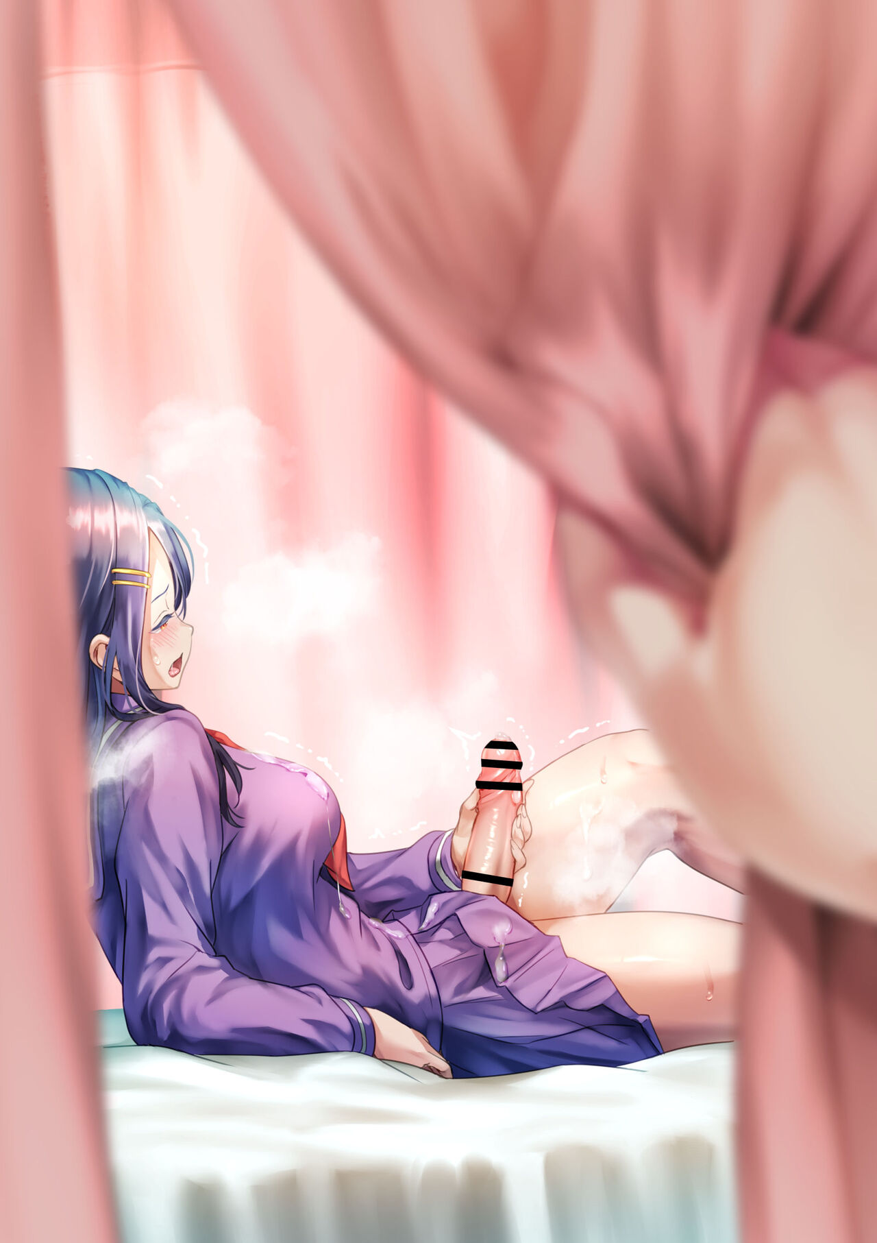1futa, after masturbation, after orgasm, ahe gao, ayanakitori, bar censor, bed, big breasts, big penis, blush, breasts, censored, clothed, clothing, cum on clothes, erection, female, futa only, futa sans balls, futanari, heavy breathing, human, intersex, light skin, light-skinned futa, mostly clothed, peeping, penis, pov, school uniform, schoolgirl, sitting, skirt, solo, sweat, voyeur, voyeur pov, watching