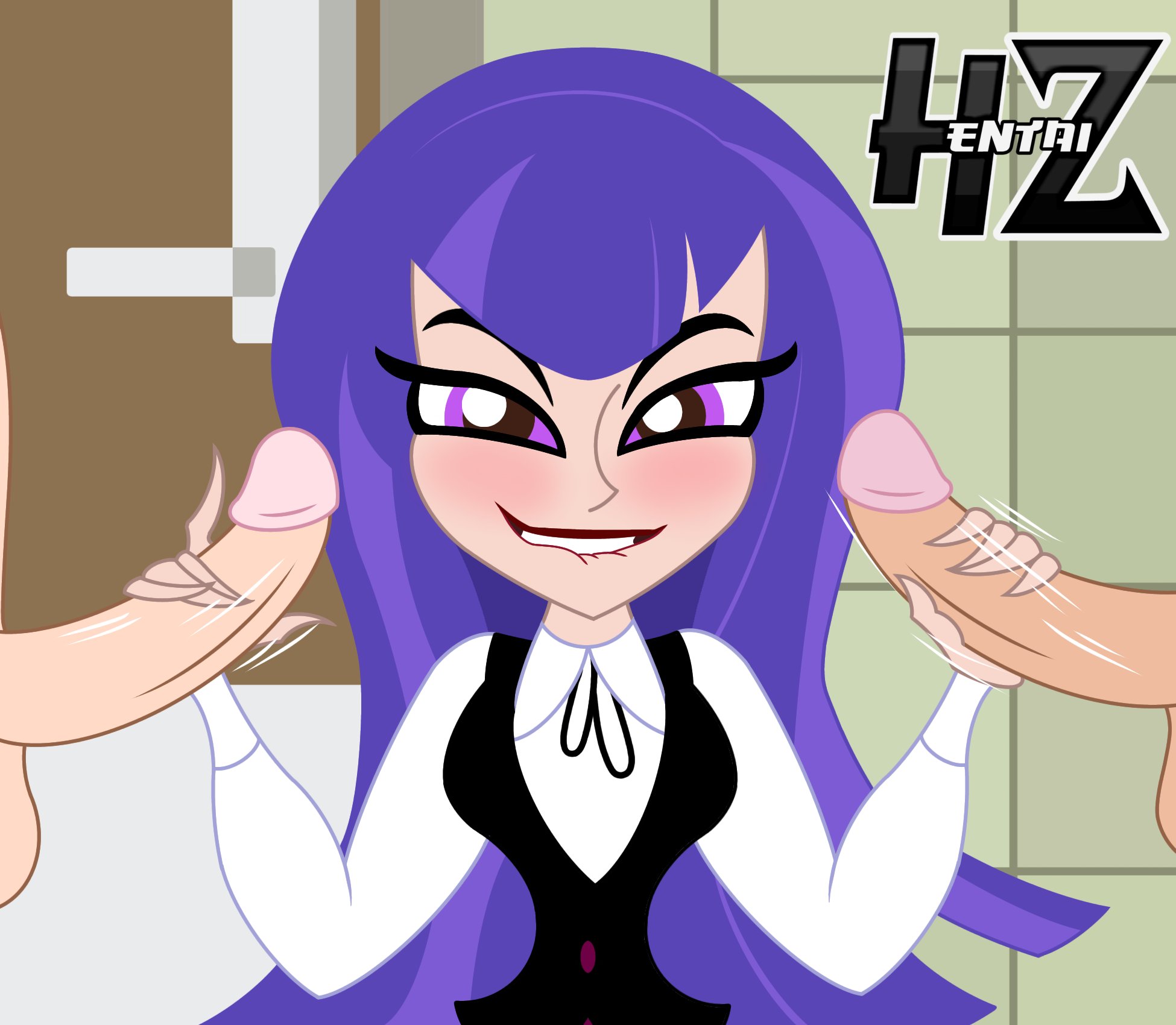 1girls, biting own lip, dc, dc comics, dc super hero girls, double handjob, female, female focus, fully clothed, handjob, hentaiz, imminent sex, looking at viewer, male, mmf threesome, multiple males, multiple penises, partial male, penis, seductive look, seductive smile, surrounded by penises, threesome, zatanna, zee zatara
