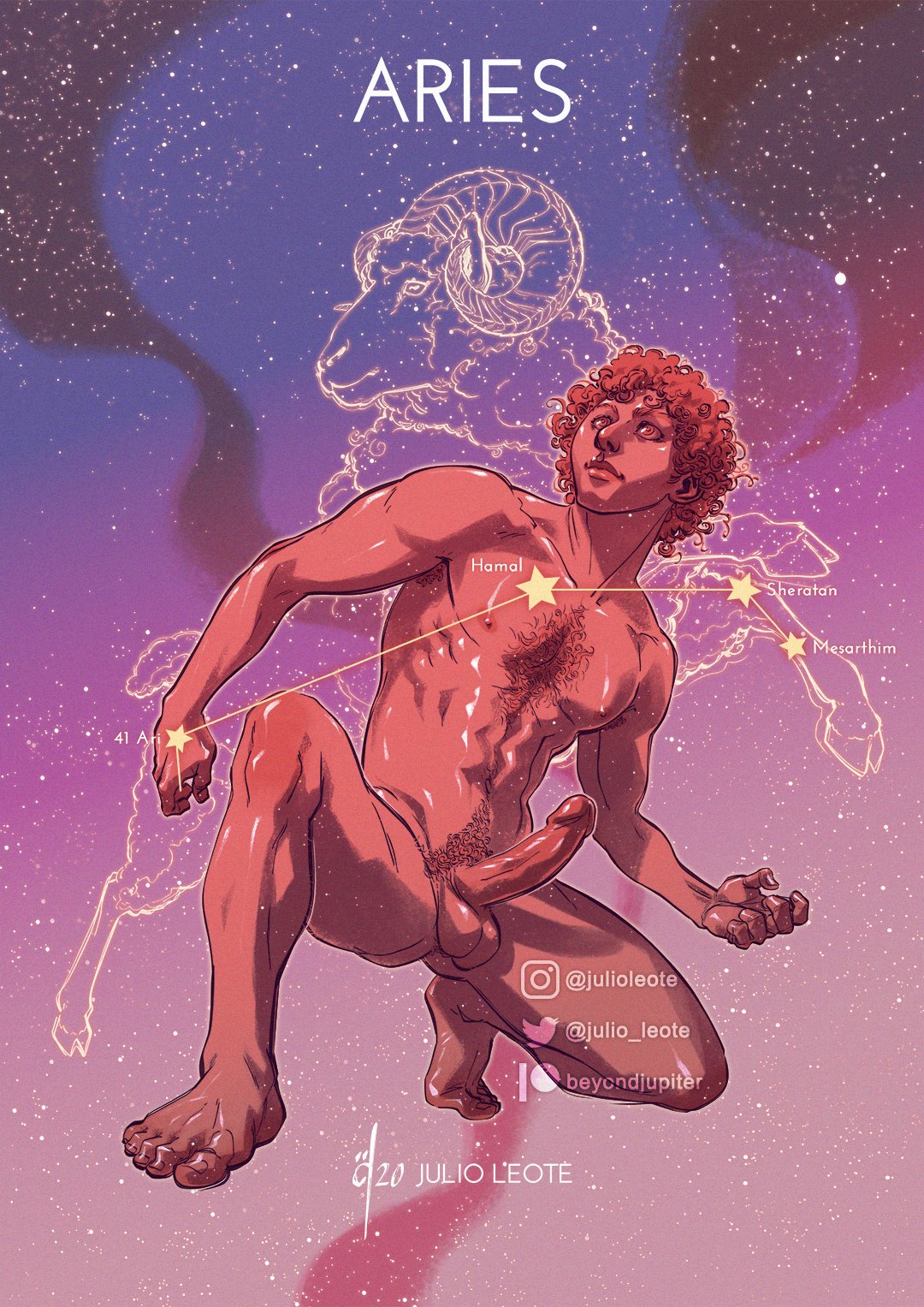 aries aries_(zodiac) astrology boner erect_penis erection hairy hard_on julio_leote muscles muscular muscular_male zodiac zodiac_sign