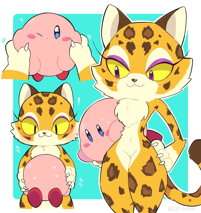 adorable anthro clawroline claws cute cute_face felid female fur kiirono kirby kirby_(series) kirby_and_the_forgotten_land leopard makeup male mammal nintendo nude pantherine smile spots thick_thighs tuft video_games wholesome wide_hips