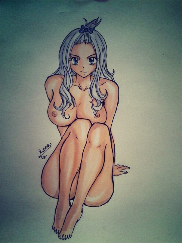 anastasia1312 artist_signature fairy_tail mirajane_strauss nude_female pinup scan scan_artifacts white_hair