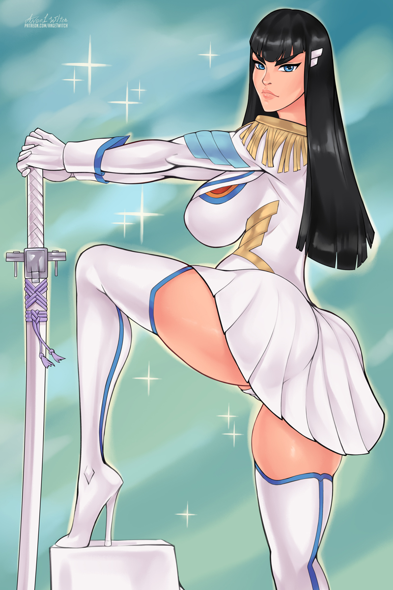 1girls, ange1witch, ass, big ass, big breasts, breasts, female, female only, junketsu, kill la kill, kiryuuin satsuki, large breasts, solo