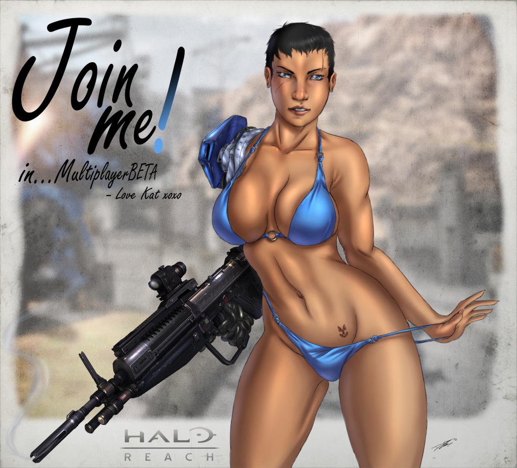 1girls 2d bikini breasts catherine-b320 clothing female female_only female_spartan_(halo) halo_(game) halo_(series) halo_reach human kat-b320 solo spartan_(halo) spartan_iii_(halo) ultamisia