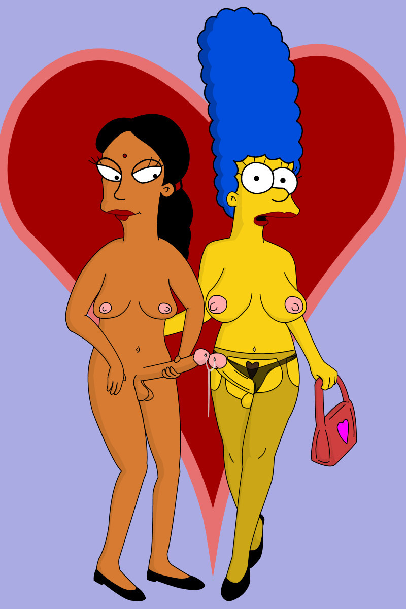 bindi dickgirl futa_on_futa futanari human indian indian_female interracial intersex manjula_nahasapeemapetilon marge_simpson the_simpsons waspcock