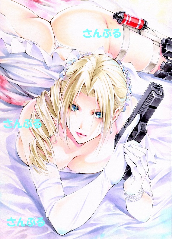 1girls, 2d, ass, ass up, big ass, big breasts, blonde hair, breasts, cleavage, female, gun, light skin, light-skinned female, nina williams, pistol, tekken, tekken 7, wedding dress, yqgkg