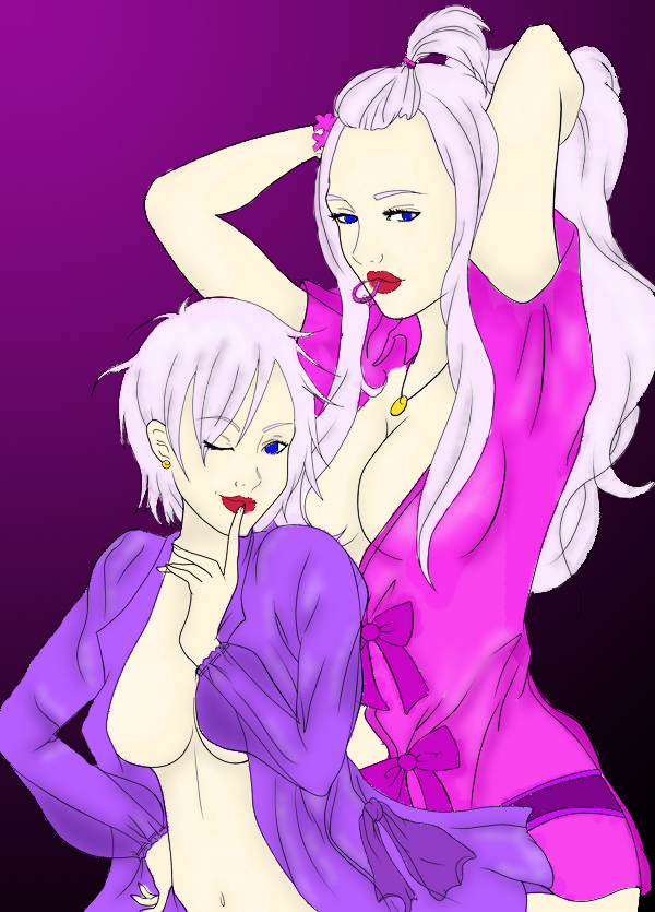 akuma-no-ookami blackpeppermilk colored fairy_tail getting_dressed implied_incest lisanna_strauss mirajane_strauss night_shirt see-through_clothing sisters white_hair