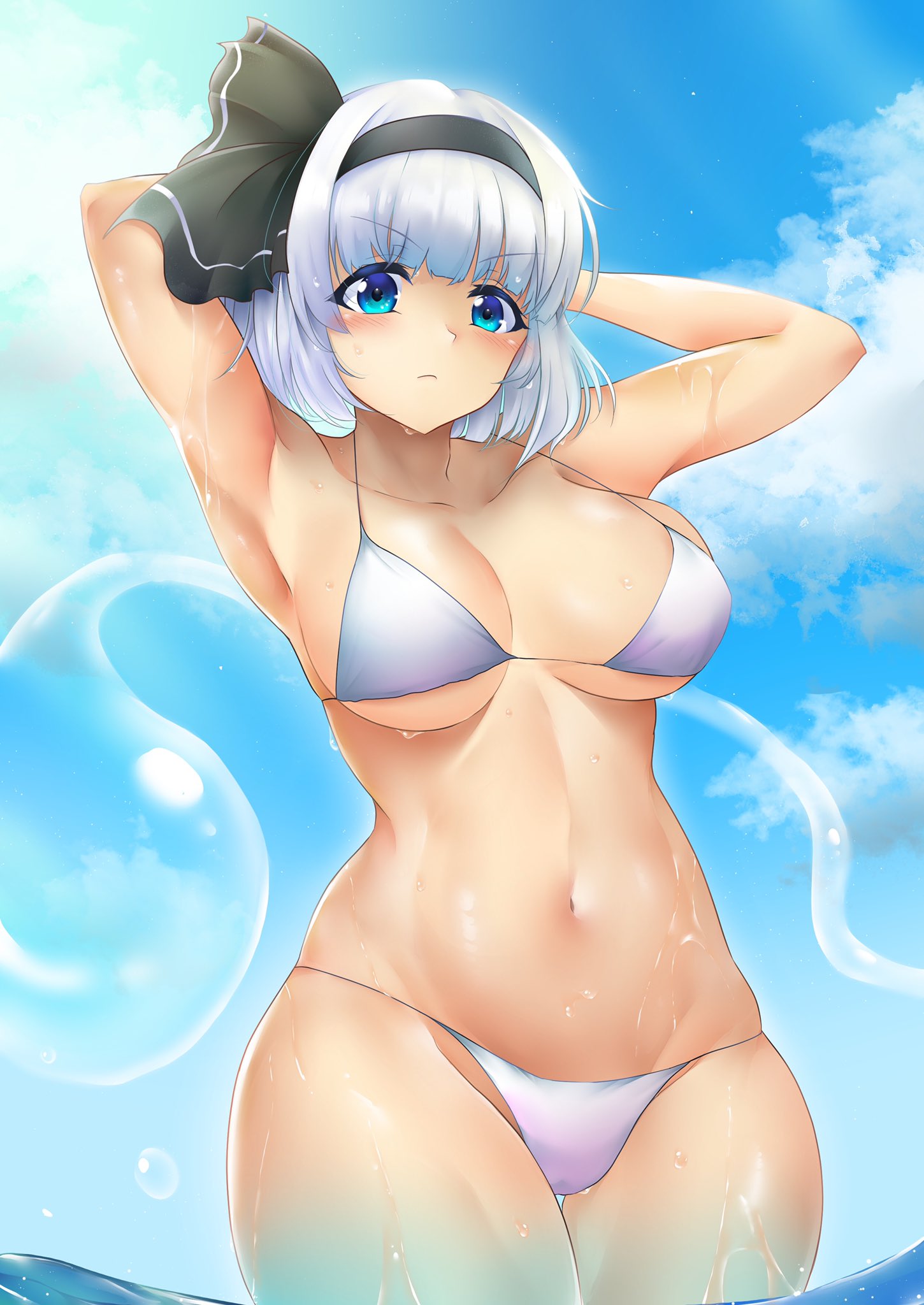 big_breasts bikini female poke200 swimsuit tagme touhou youmu_konpaku