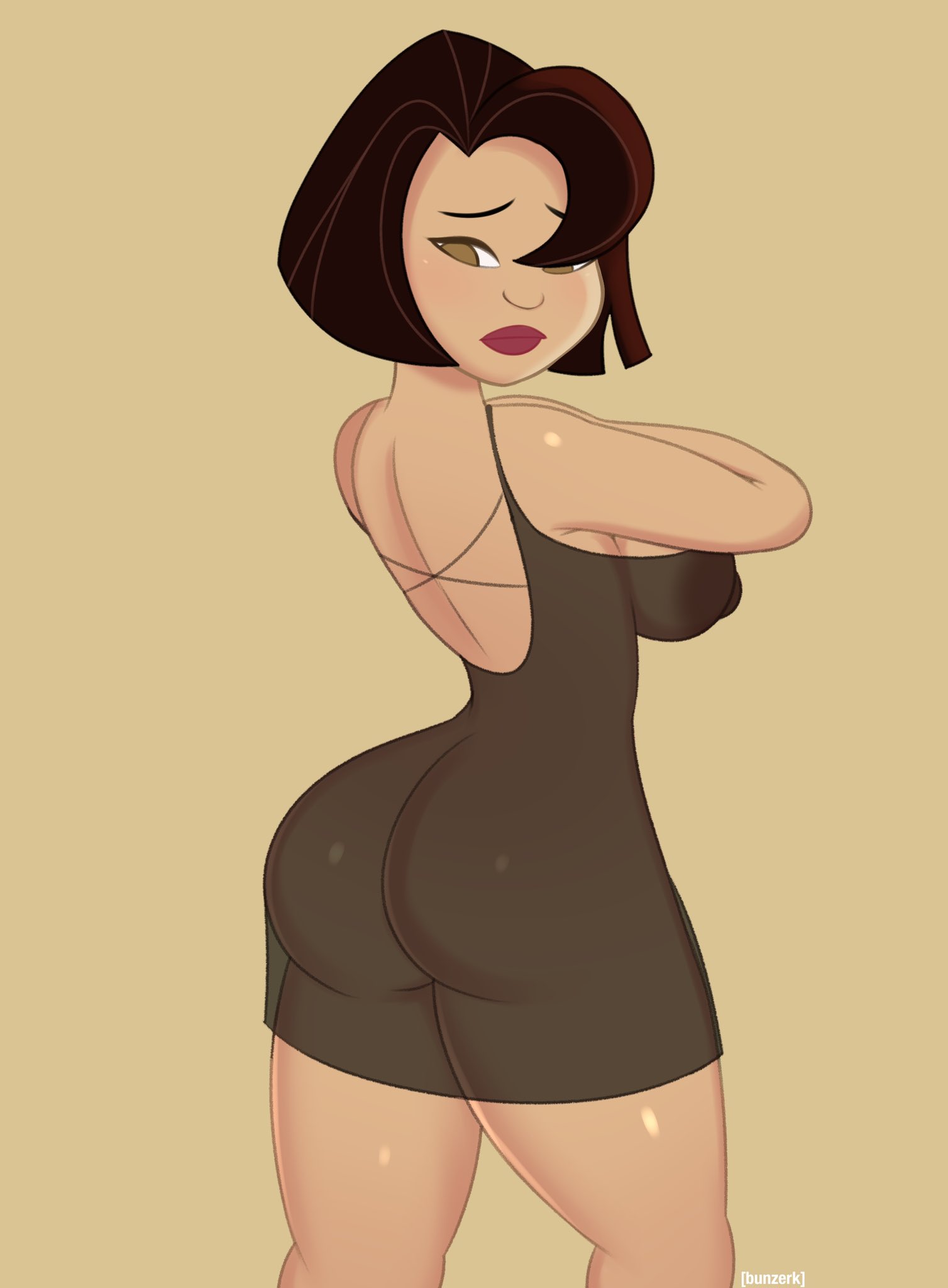 1girls, ass, big ass, big breasts, big butt, black female, black milf, breasts, brown hair, bunzerk, dark skin, dark-skinned female, disney, disney channel, female, lingerie, mature female, melanin, milf, mother, nightgown, nipples, nipples visible through clothing, short hair, the proud family, thick thighs, translucent, translucent clothing, trudy proud, wide hips