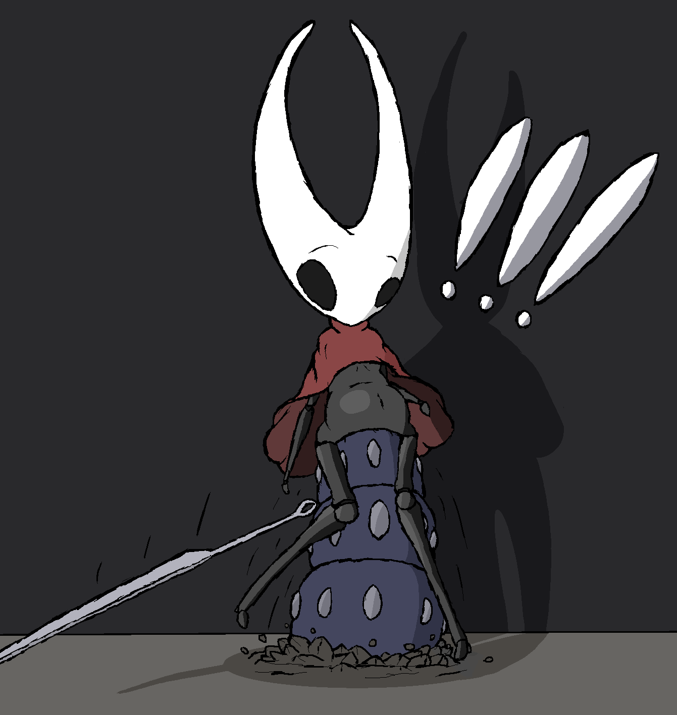 arthropod cloak cloak_only clothing creature_inside exclamation_point female forced hi_res hollow_knight hornet_(hollow_knight) insects large_insertion male male/female melee_weapon no_humans penetration penis_bigger_than_body penis_bigger_than_head pornwhal sex solo stomach_bulge suprise_attack suprised_look surprise_sex team_cherry video_games weapon