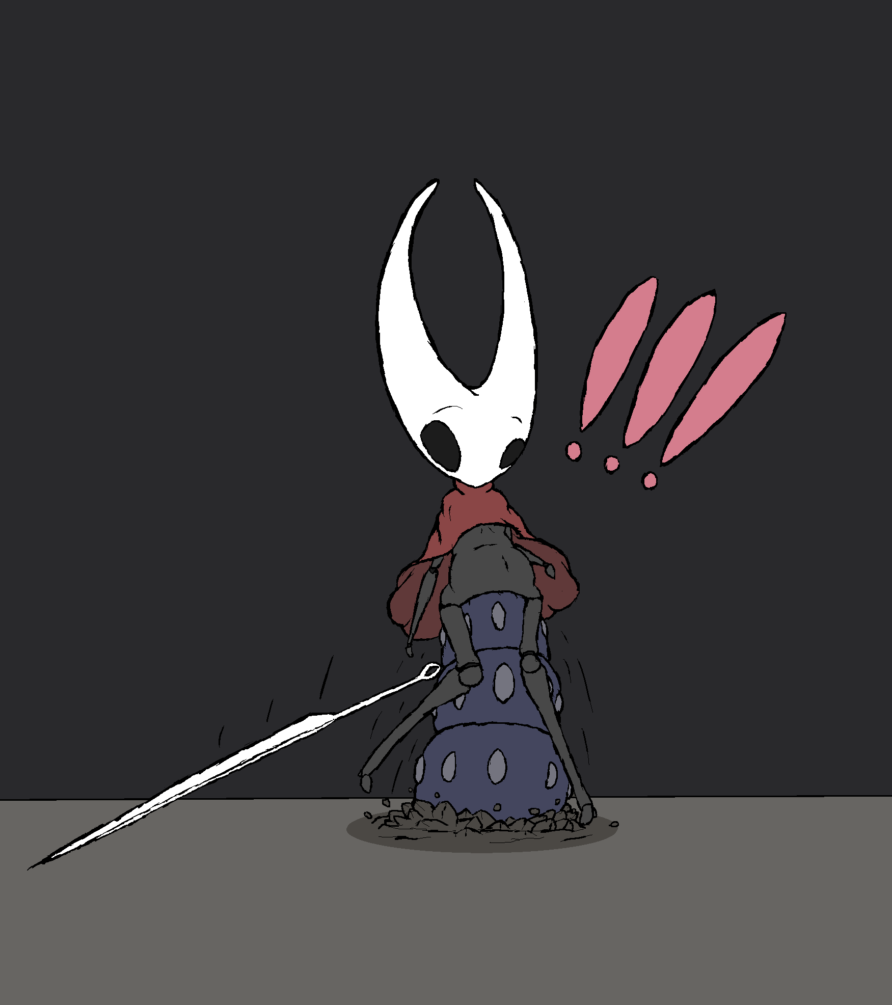 cape cloak creature_inside exclamation_point female female_only forced hi_res hollow_knight hornet_(hollow_knight) large_insertion no_humans penetration penis_bigger_than_body penis_bigger_than_head pornwhal red_cape sex solo solo_female stomach_bulge straight suprise_attack suprised_look team_cherry video_games weapon