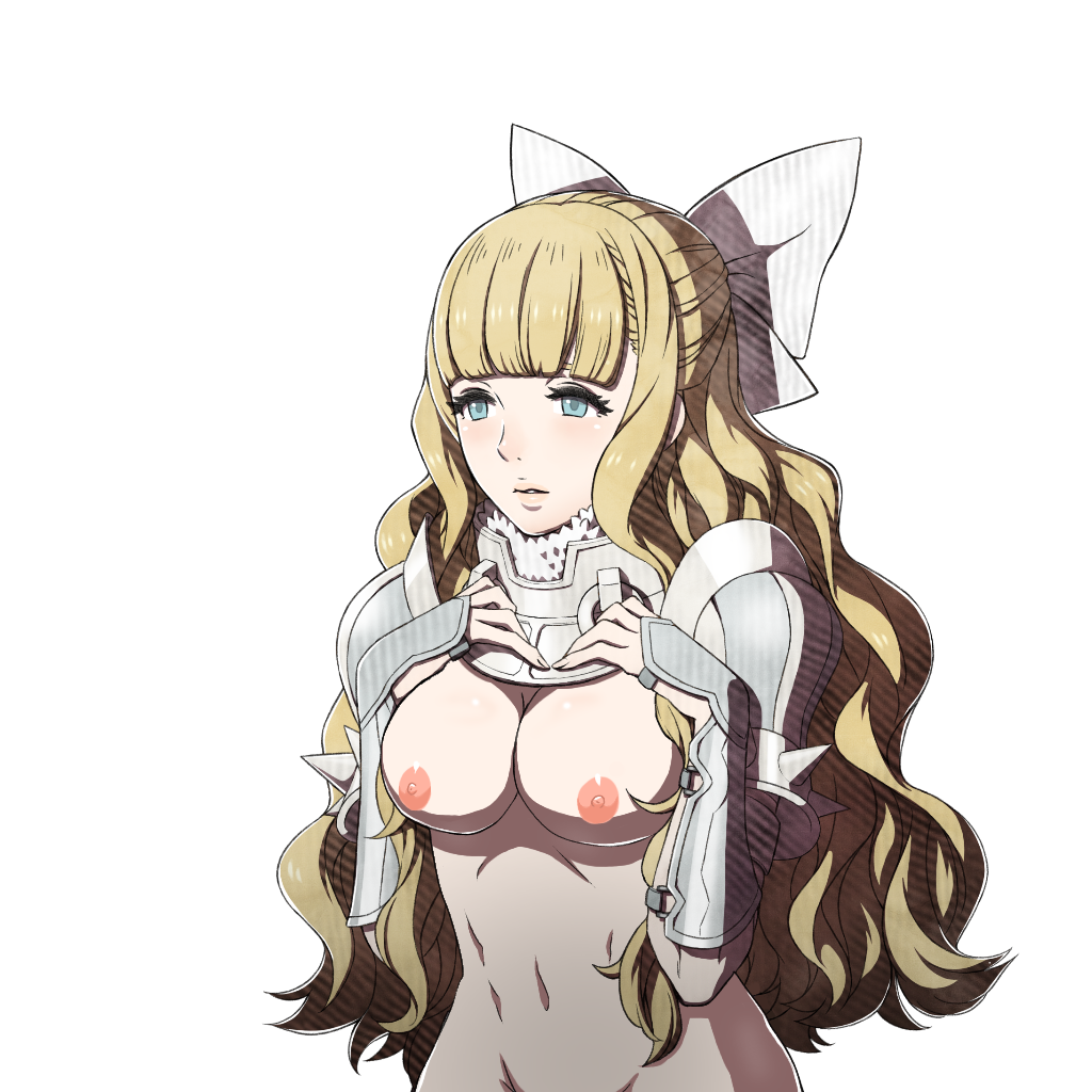 1girls bangs big_breasts blonde_hair blue_eyes bow charlotte_(fire_emblem) edit fire_emblem fire_emblem_fates long_hair nintendo nipples nude_edit nude_filter samuraijam34 solo solo_female