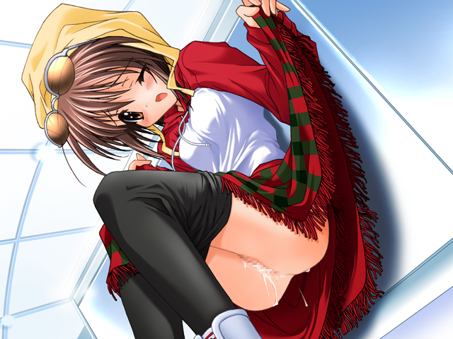 censored cum cum_inside game_cg mamoru_(sister_princess) no_panties pantyhose pantyhose_pull pussy sister_princess skirt skirt_lift solo