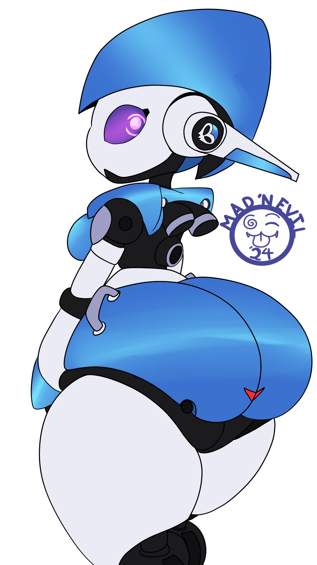 1girls big_ass big_breasts breasts bubble_butt handles handles_on_hips huge_ass mad_n_evil purple_eyes robot robot_girl robot_humanoid shortstack thick_thighs wide_hips zone-tron