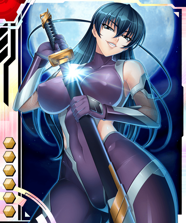 00s breasts card_(lr) card_(medium) female female_focus igawa_asagi kagami_hirotaka large_breasts lilith-soft ninja official_art smirk solo sword tagme taimanin_(series) taimanin_asagi taimanin_asagi_battle_arena_all_card_gallery taimanin_asagi_kessen_arena weapon