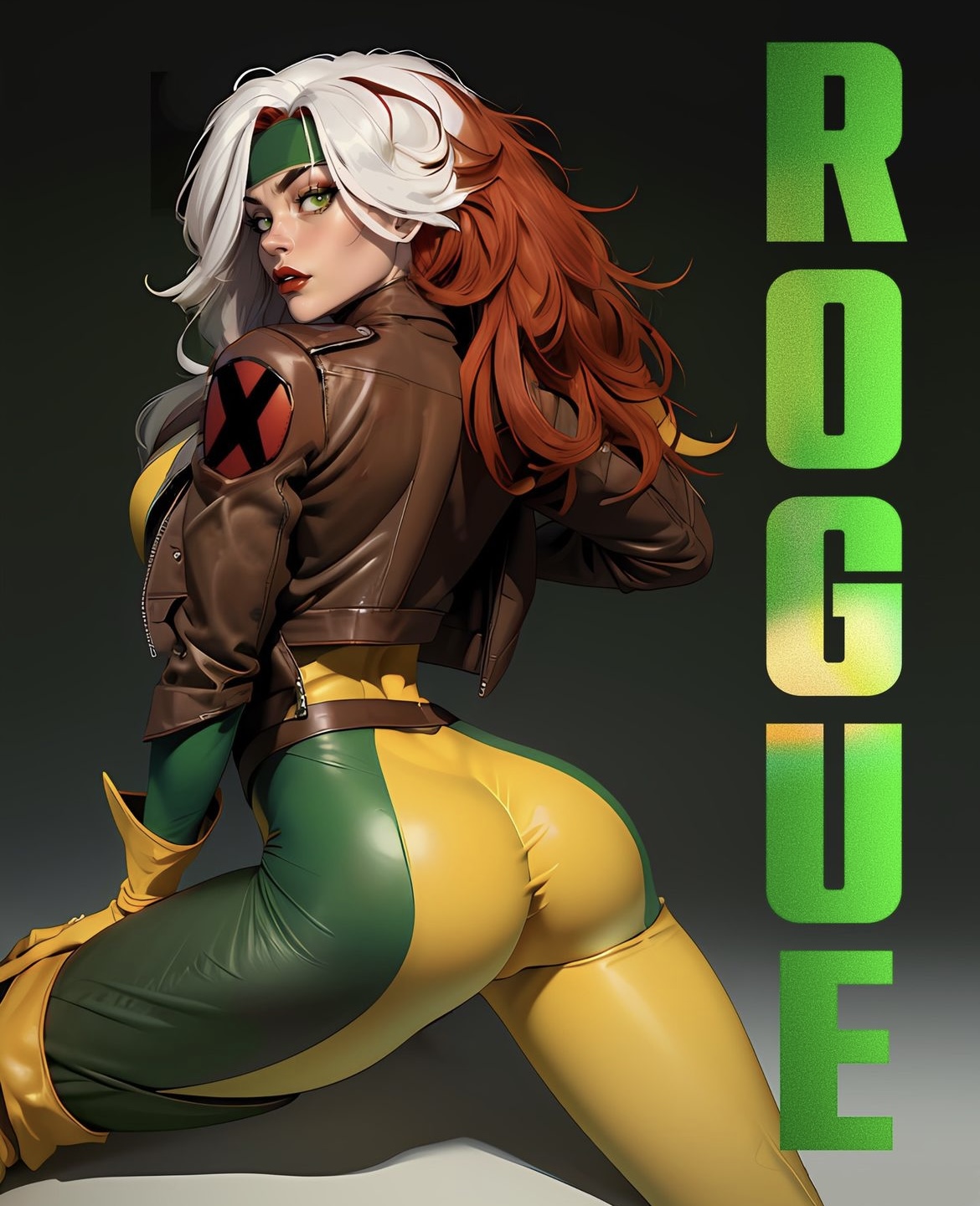 1girls, ai generated, ass, bodysuit, female, marvel, marvel comics, rogue (x-men), solo, superheroine, tagme, x-men