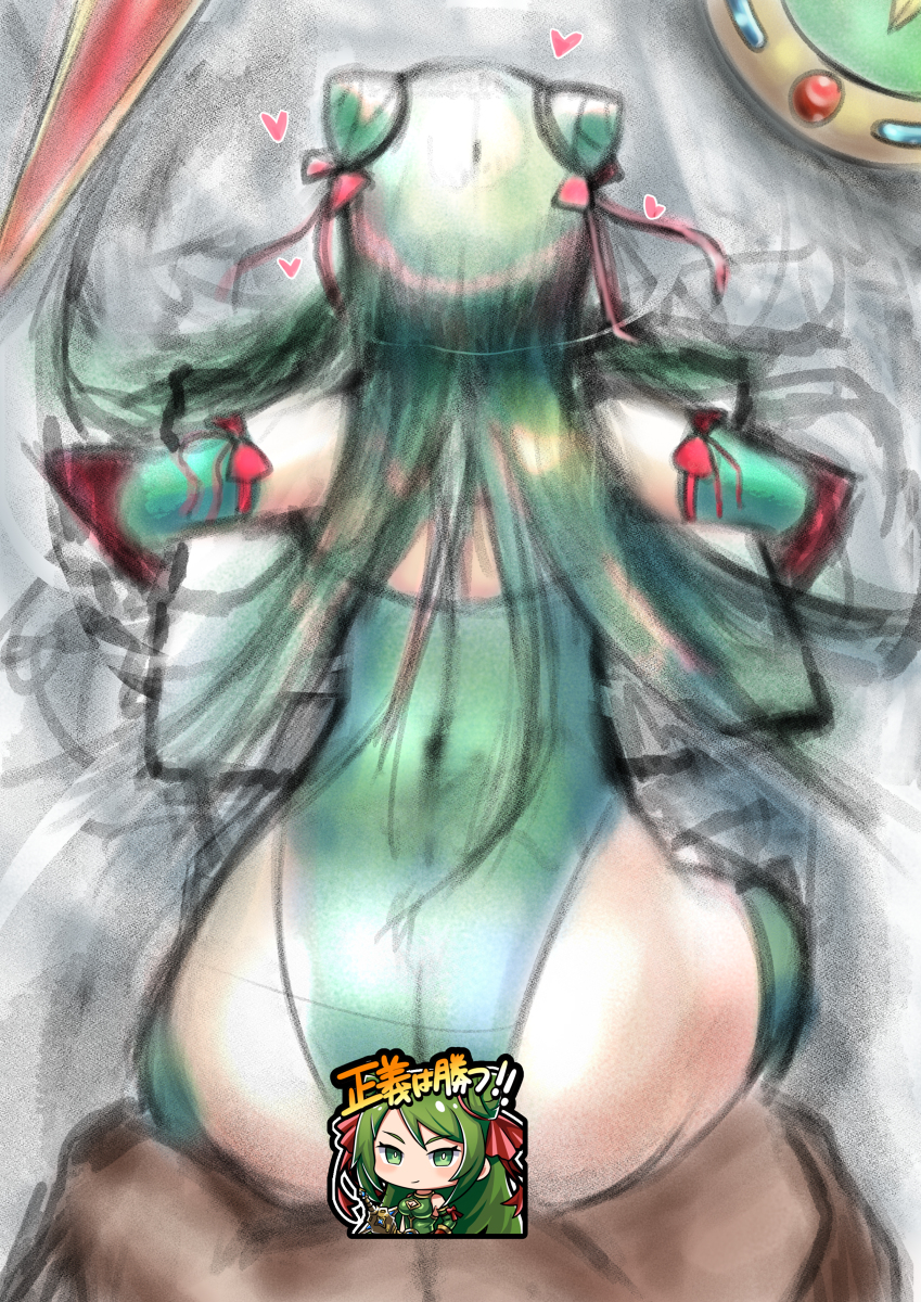 bare_shoulders cestina_(grand_summoners) clothing_cutout covered_nipples female grand_summoners green_eyes green_hair highres long_hair puppuppa