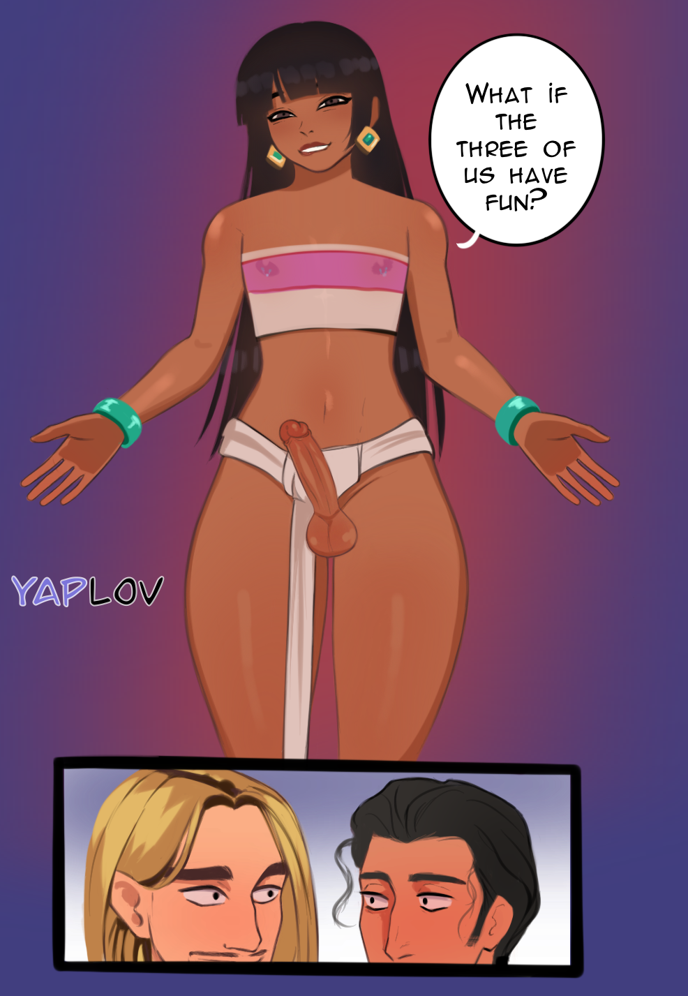 2023 3boys bangs black_hair blonde_hair brown_eyes chel clothed clothing dark-skinned_femboy dark-skinned_male dark_skin dialogue dreamworks earrings erection femboy feminine_male flat_chest genderswap genderswap_(ftm) girly half-closed_eyes imminent_sex light_skin long_hair long_hair_male male male_focus male_only mayan miguel_(the_road_to_el_dorado) mostly_clothed native_american_male otoko_no_ko penis rule_63 smooth_balls smooth_penis text text_bubble the_road_to_el_dorado thick_thighs tulio_(the_road_to_el_dorado) yaoi yaplov