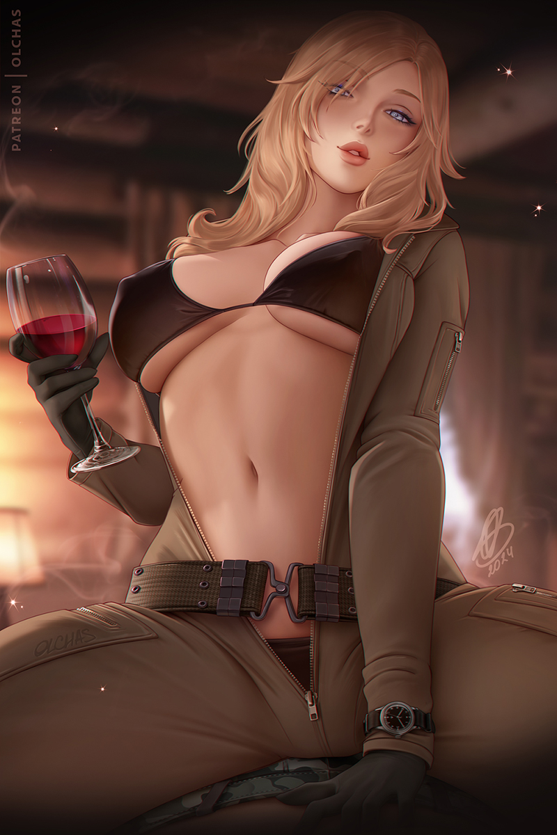 1girls blonde_hair blue_eyes eva_(metal_gear_solid) metal_gear metal_gear_solid olchas parted_lips tagme