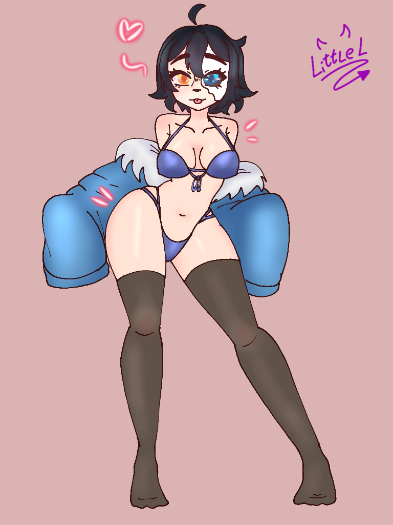 bikini black_hair female heterochromia hispanic natalan short_hair virtual_youtuber vtuber youtube_hispanic youtuber