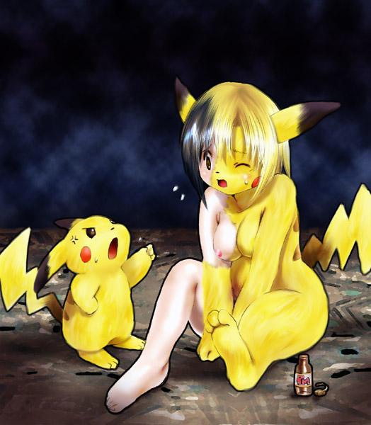 animal_ears breast breasts nintendo nipple nipples personification pikachu pokemon pokemon_transformation tail transformation what