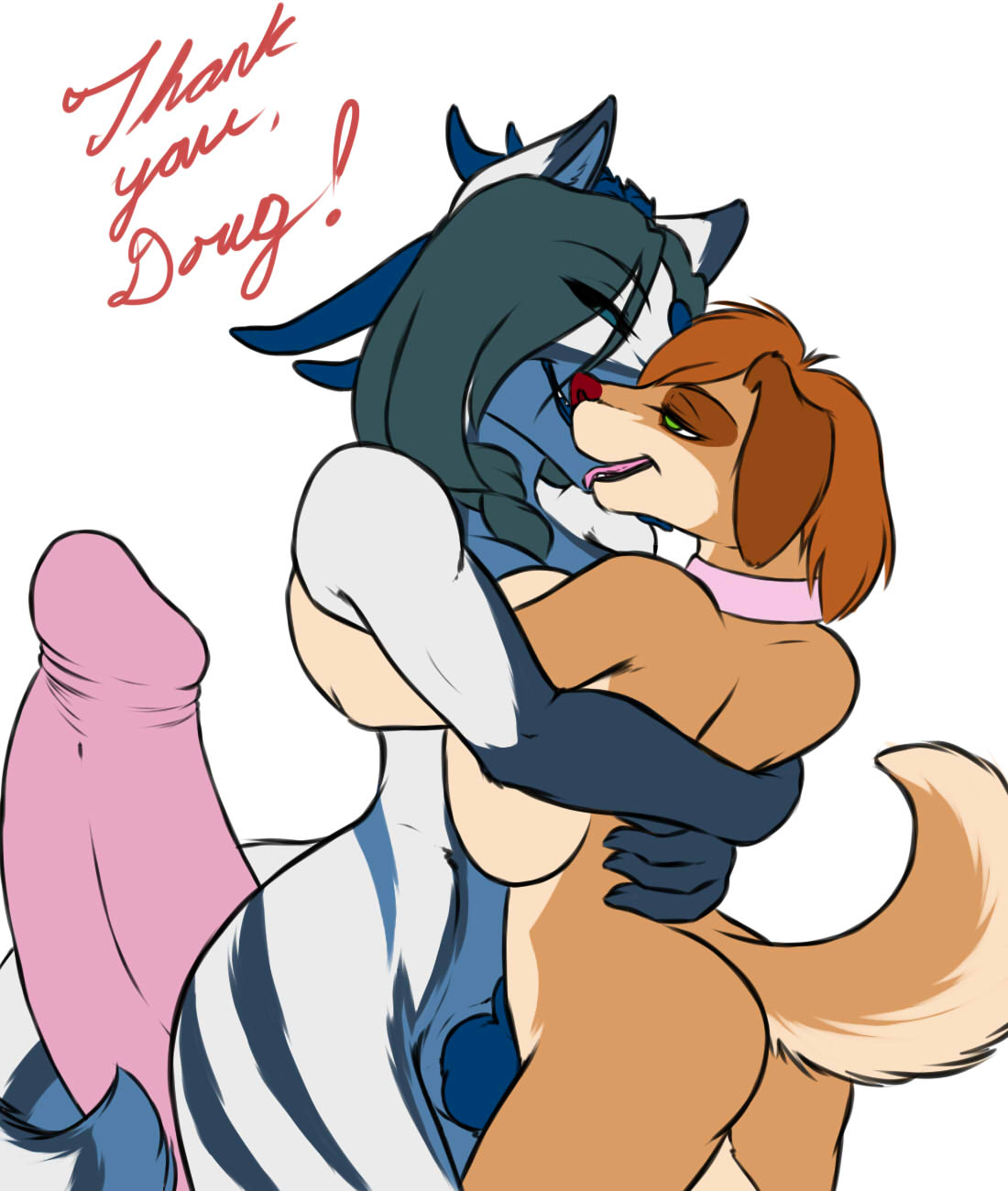 amione anthro big_penis breasts canid canine canis collar domestic_dog duo embrace furball_(artist) genitals gynomorph hi_res huge_cock hyper hyper_genitalia hyper_penis intersex intersex/intersex knot kwuff mammal multi_knot open_mouth penis pup_(character) size_difference tongue tongue_out