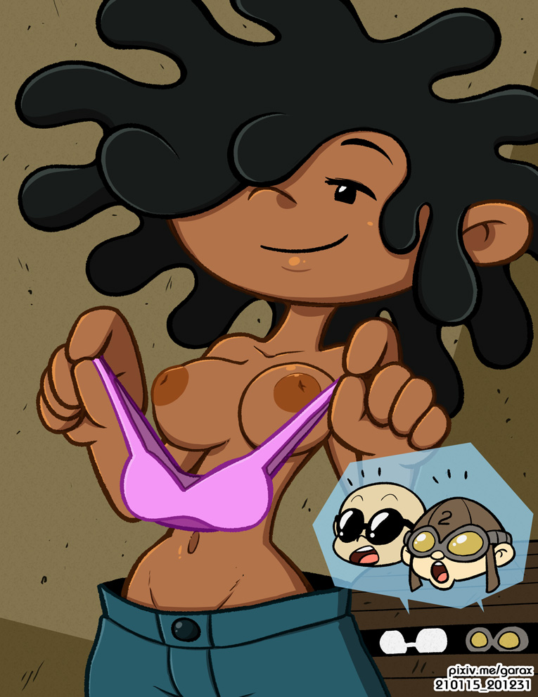 2boys aged_up areolae breasts codename:_kids_next_door cree_lincoln garabatoz garax inverted_nipples mob_face nipples no_panties peeping puffy_areola smooth_skin topless