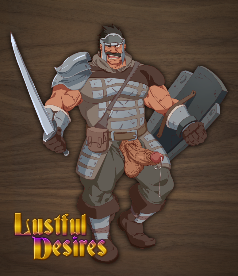 balls bara boner erection fight_boner gay lustful_desires male male_only moustache muscles muscular northcrest_guard penis penis_out precum shield solo solo_male sword zoroj