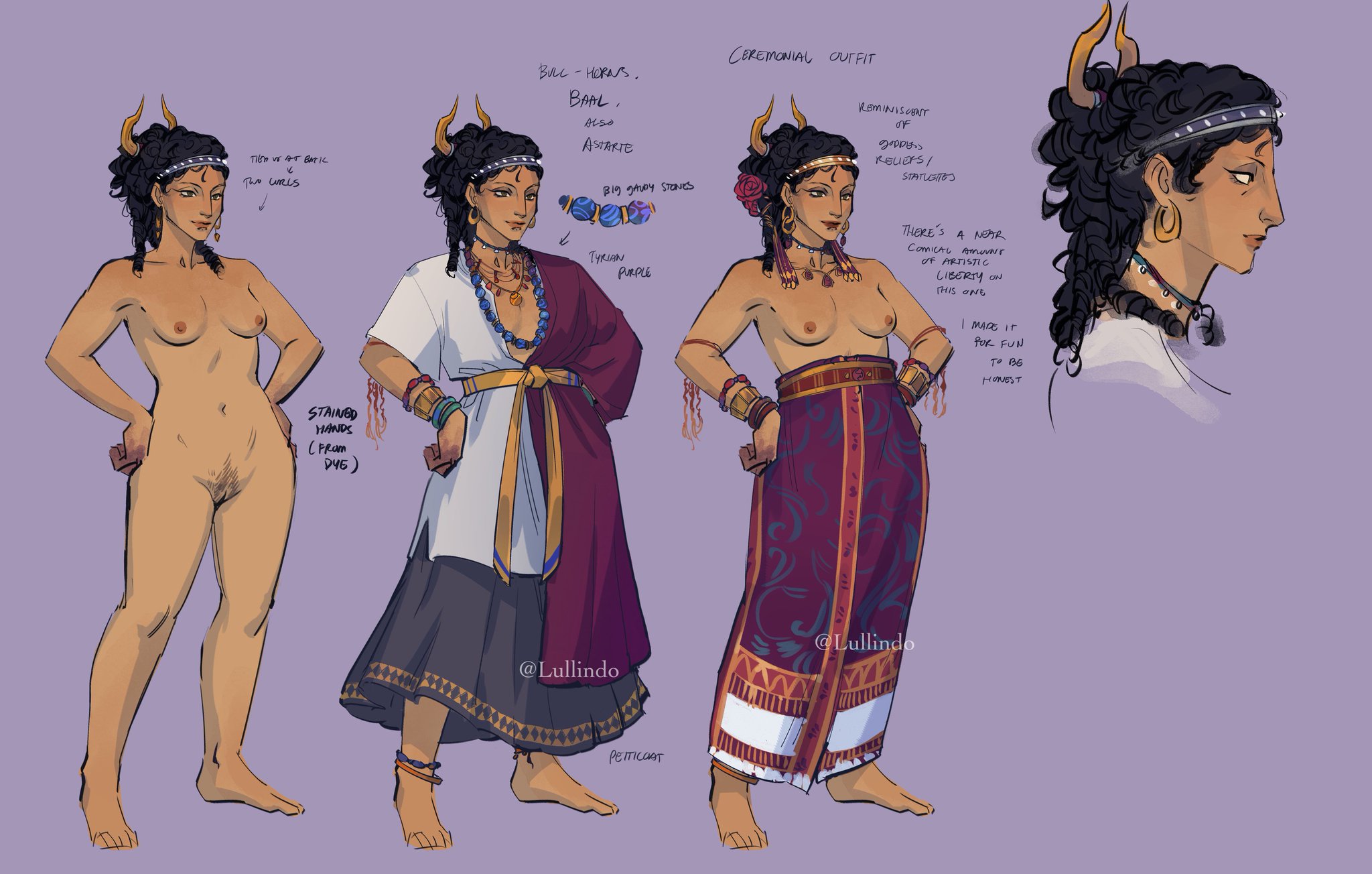 1girls, ancient, ancient history, ancient middle east, clothing, dark skin, female, female only, history, human, human only, lullindo, national personification, nonsexual, nonsexual nudity, phoenicia, phoenicia (lullindo), phoenician, sketch, solo, solo female, tagme, traditional clothes
