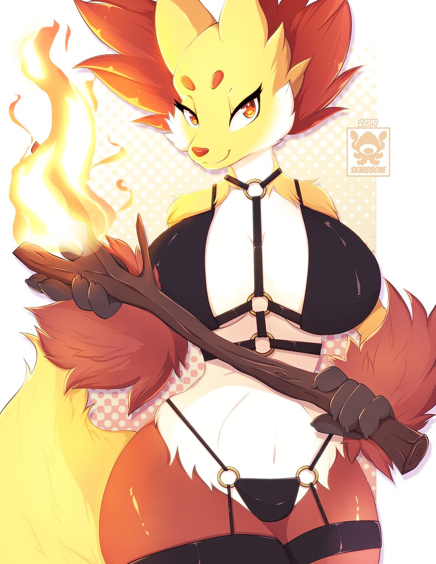 big breasts, breasts, delphox, female, pokémon (species), pokemon, pokemon (species), skwidbone, tagme