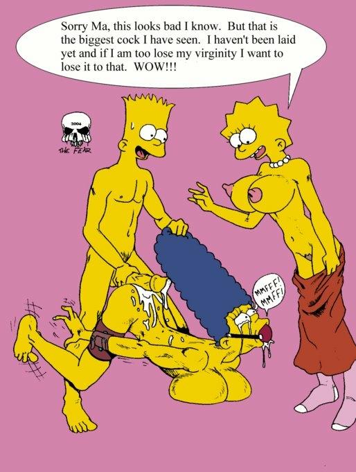 ball_gag bart_simpson bondage crying drooling gag incest lisa_simpson male marge_simpson mother_and_daughter mother_and_son penis rape scared sweat the_fear the_simpsons trembling