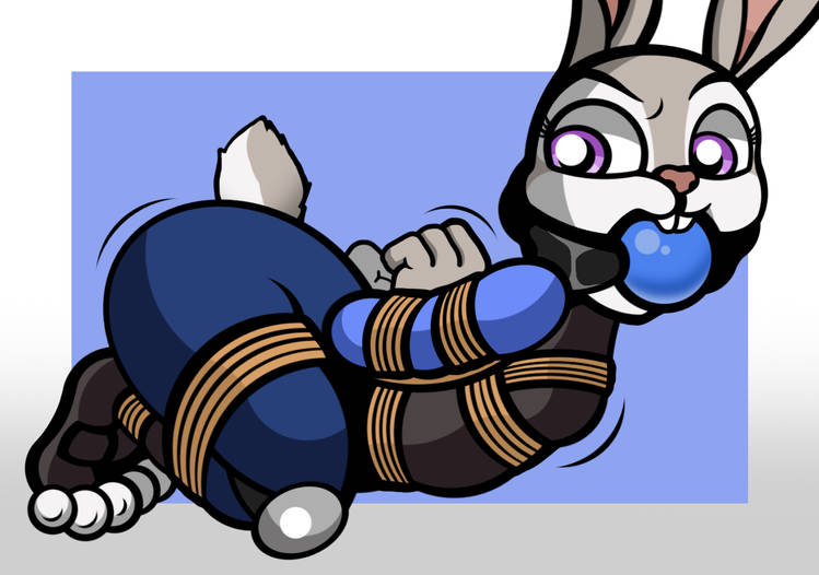 ball_gag bondage bunny clothing furry gag judy_hopps rope_bondage zalder-sm zootopia