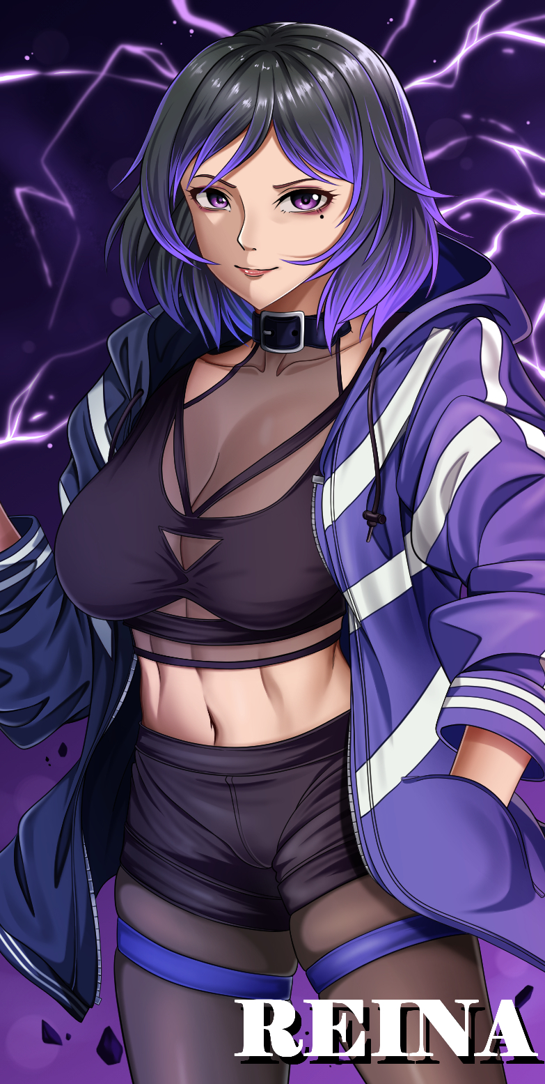 abs athletic_female big_breasts black_and_purple_hair cleavage female female_abs female_only fit_female namco reina_mishima tekken tekken_8 yui_toshiki