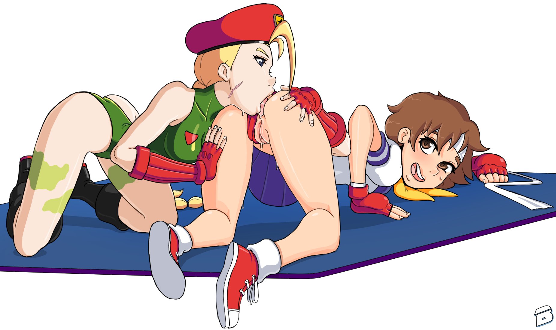 2girls, anilingus, ass, ass up, b-intend, blonde, blonde female, blonde hair, blonde-haired female, brown hair, cammy white, capcom, eating ass, female, female focus, female on female, female only, female/female, hand on ass, hand on butt, lesbian, licking ass, long hair, multiple females, multiple girls, pussy, rimming, sakura kasugano, short hair, street fighter, yuri
