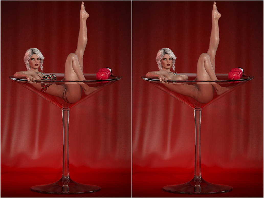 1girls 3d bikini ciri cocktail_glass completely_nude completely_nude_female female leg_up nude nude_female on/off swimsuit the_witcher_(series) the_witcher_3:_wild_hunt white_hair