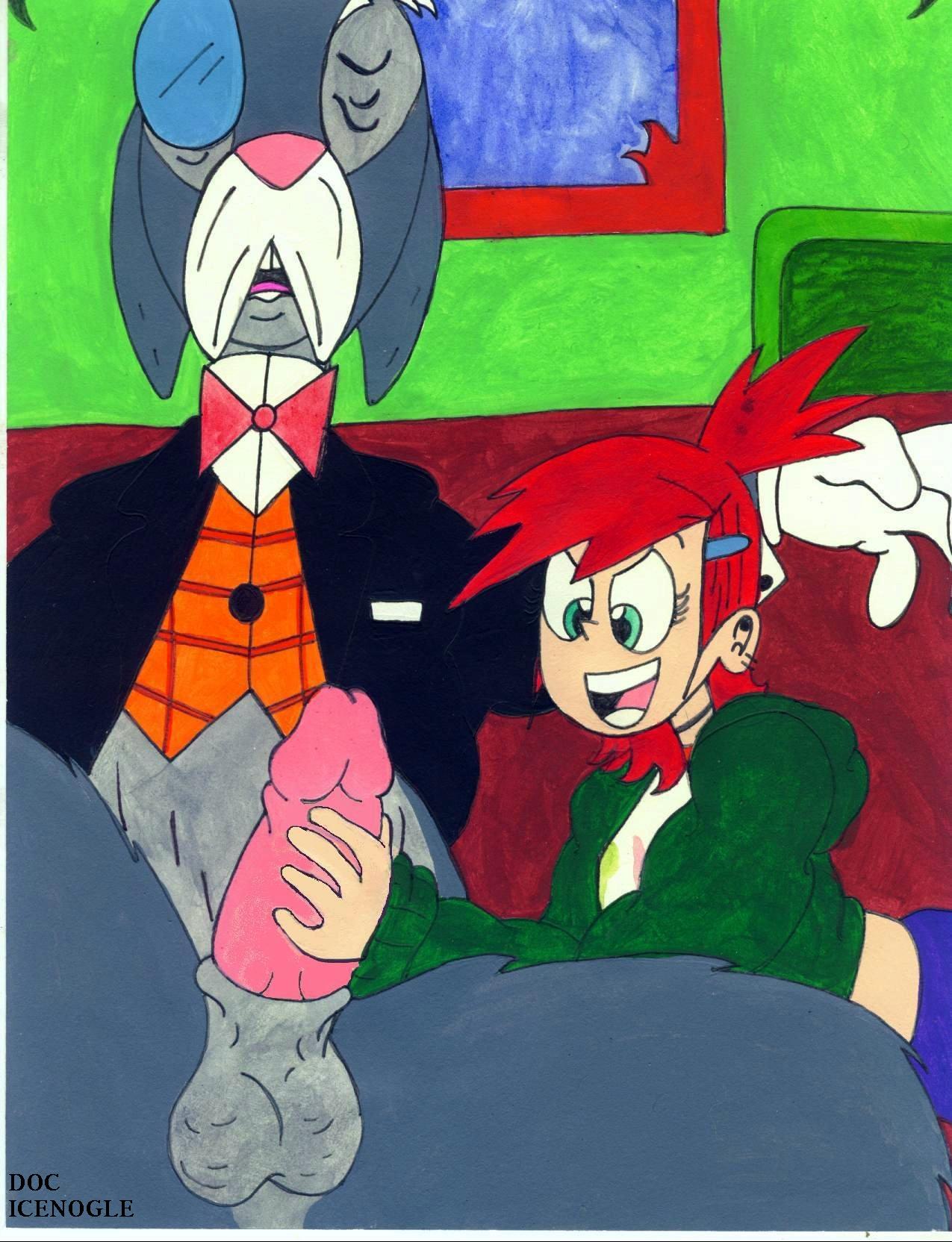 anthro cartoon_network clothing doc_icenogle female foster's_home_for_imaginary_friends frankie_foster handjob human interspecies male mr._herriman penis rabbit straight tagme toony