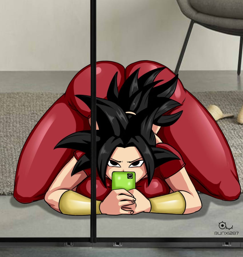 base_form_kefla big_breasts big_butt black_hair bunx1287 dragon_ball_super female green_earrings kefla red_suit universe_6 universe_6/universe_7 universe_6_girls