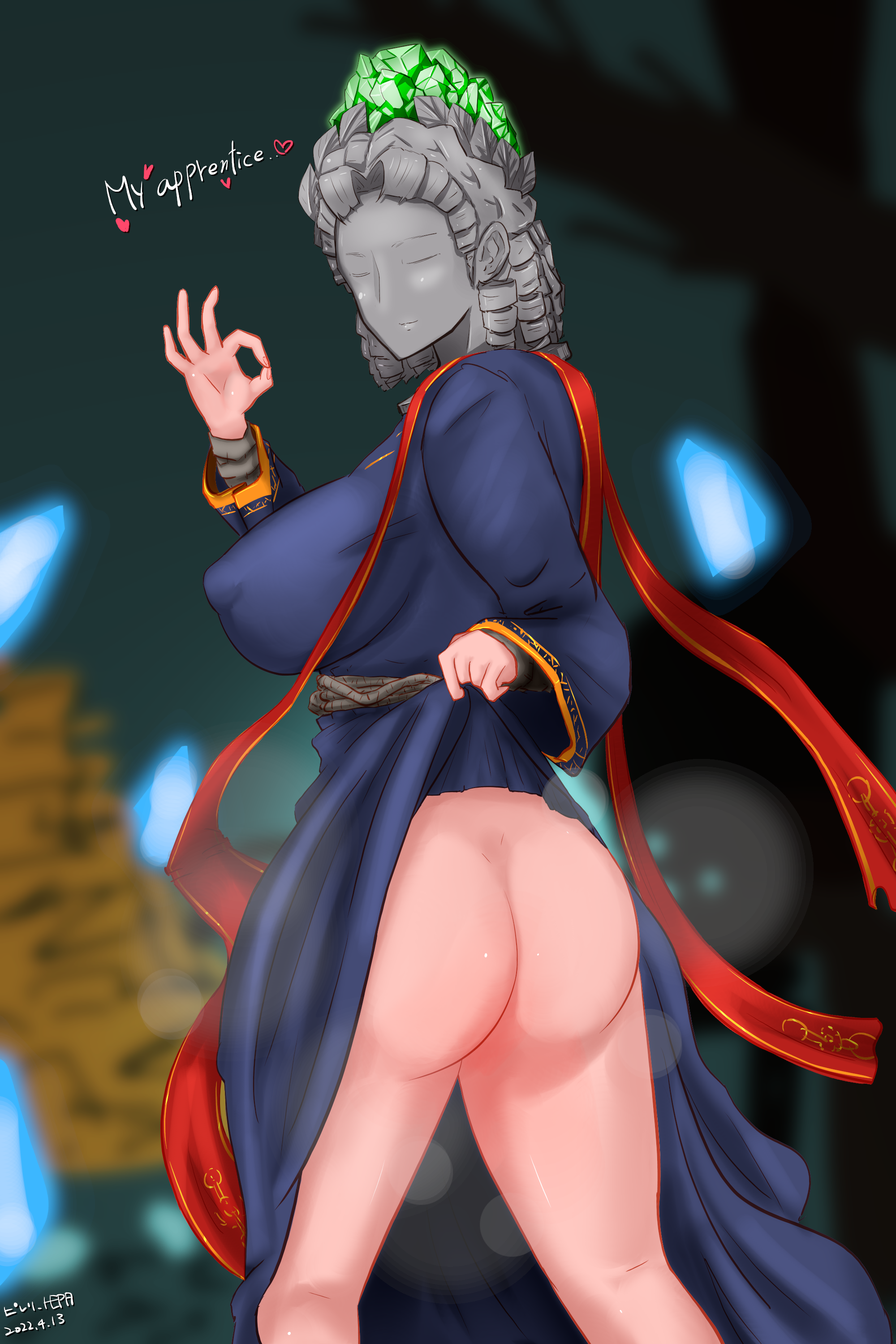 1girls, 2022, 2d, ass, ass focus, big ass, elden ring, female, female only, fromsoftware, light skin, light-skinned female, pirelli hepa, sorceress sellen, teacher, teacher and student, text
