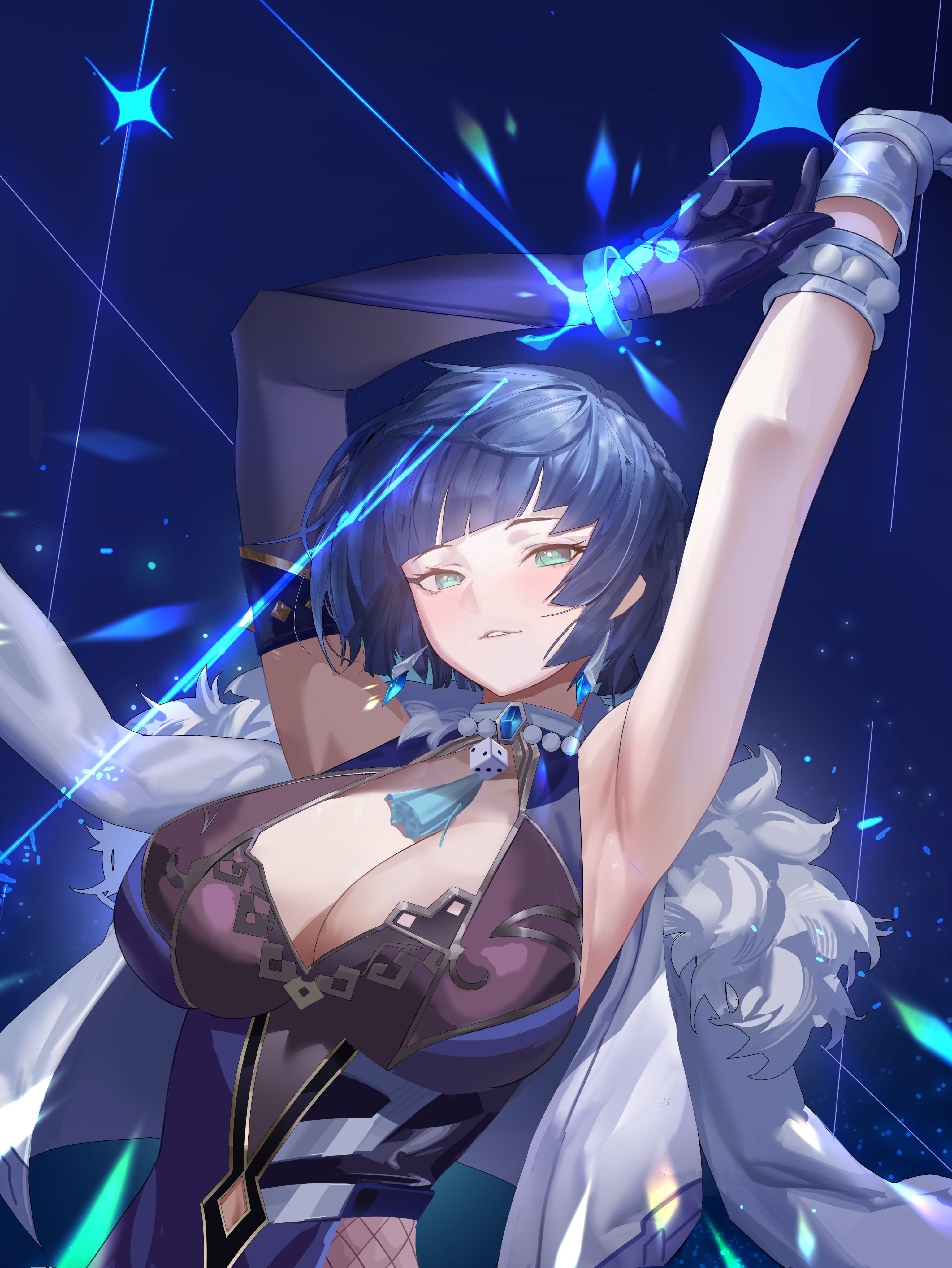 armpits, breasts, female, genshin impact, huge breasts, tagme, yelan (genshin impact)