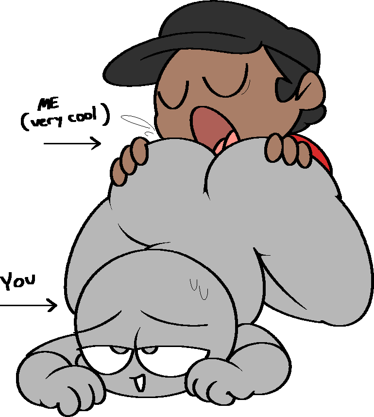 2boys, anon, artist self-insert, closed eyes, dark skin, dark-skinned male, gay, male, oral, oral sex, rimjob, simple background, text, tongue, vilepluff, y/n, yaoi