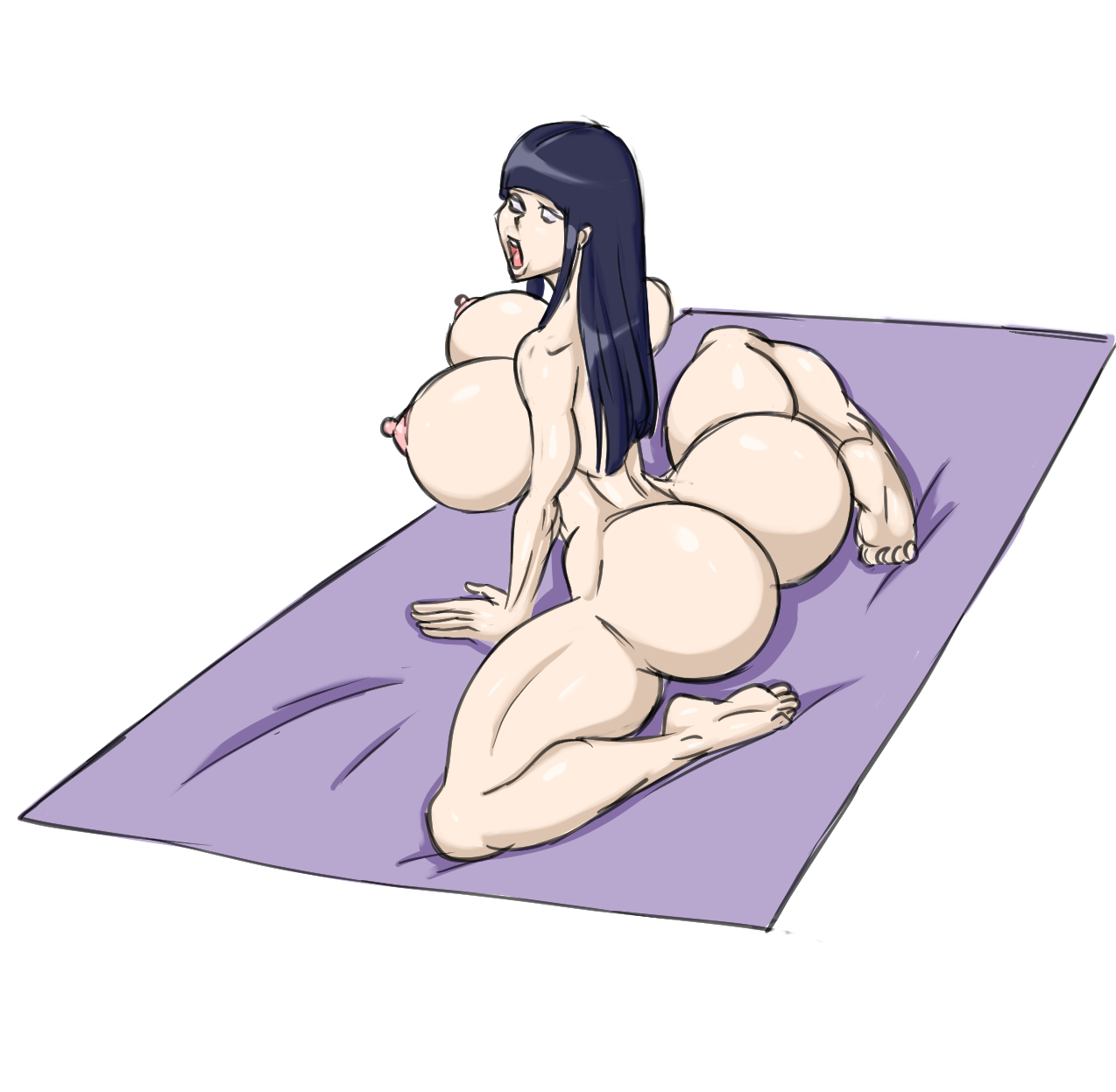 1girls, areolae, ass, ass crack, barefoot, big ass, blue eyes, blue hair, breasts, bubble ass, bubble butt, butt crack, child bearing hips, completely nude, curvaceous, curvy, cute, erect nipples, exhibitionism, female, female only, full body, hourglass figure, huge ass, huge breasts, hyuuga hinata, inviting, light skin, light-skinned female, long hair, looking at viewer, naked, naked female, naruto, naruto (series), naruto shippuden, nipples, nude, nude female, open mouth, pale skin, pale-skinned female, seductive, shounen jump, solo, solo female, suggestive, sun1sol, thick, thick ass, thick thighs, twerking, voluptuous, yoga mat
