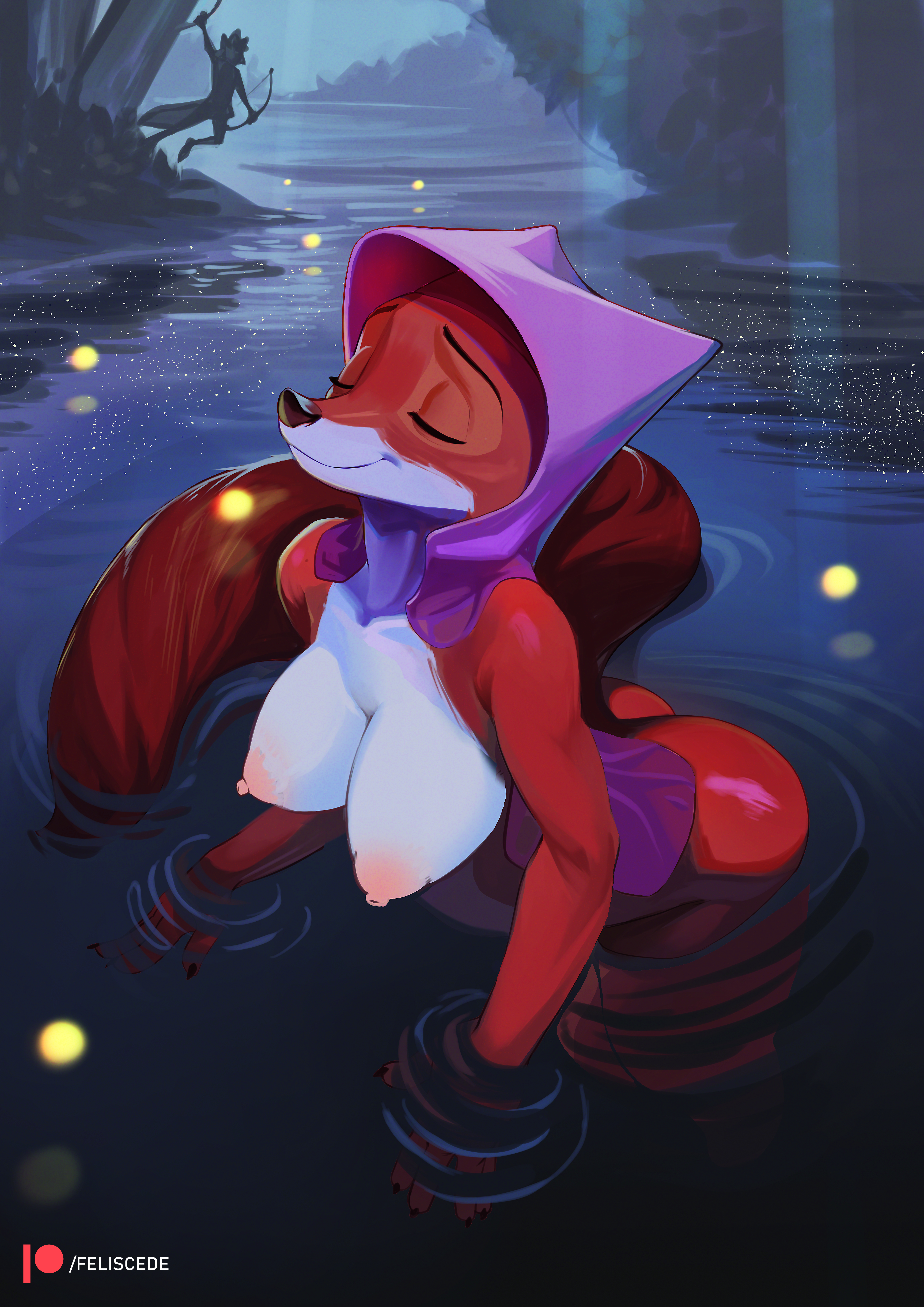 anthro, breasts, canine, canine humanoid, disney, feliscede, female, female focus, fox, fox humanoid, furry, furry female, furry only, maid marian, male, mammal, mammal humanoid, nipples, no humans, nude, robin hood (character), robin hood (disney)