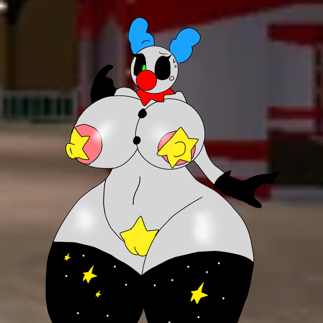 anthro background breasts clown clowny_(piggy) equivalent_piece2498 female furry piggy_(game) pussy roblox roblox_game solo source_request star tagme