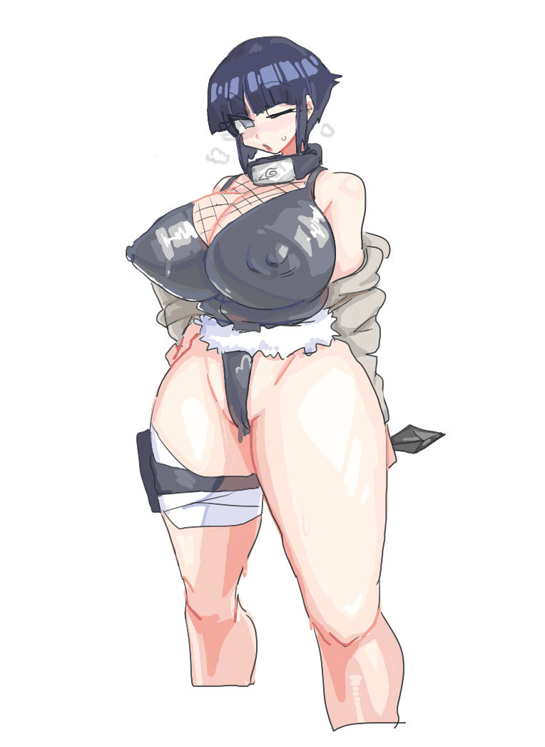 1girls, bandage, bandaged leg, bare shoulders, big breasts, black swimsuit, blue eyes, blue hair, breasts, busty, cleavage, clothed, clothing, curvaceous, curvy, curvy figure, erect nipples, erect nipples under clothes, feet up, female, female focus, female only, fishnet, fishnet shirt, fishnets, footwear, hoodie, huge breasts, hyuuga hinata, hyuuga hinata (genin), jacket, large breasts, leebongchun, leg lift, leg up, light skin, light-skinned female, looking at viewer, naruto, naruto (classic), naruto (series), nipple bulge, nipples, no pants, one eye closed, one-piece swimsuit, open toe shoes, oppai, pale skin, pale-skinned female, pinup, revealing clothes, short hair, shounen jump, solo, solo female, solo focus, standing, swimsuit, thick thighs, thighs, toes, voluptuous, wide hips, wink