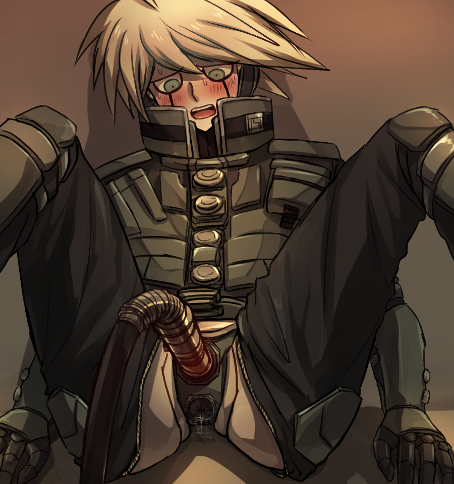 anus bad_pixiv_id blush danganronpa danganronpa_v3 ichizero kiibo leaking looking_down looking_pleasured penetration robot robot_humanoid smooth_skin solo spread_legs tagme