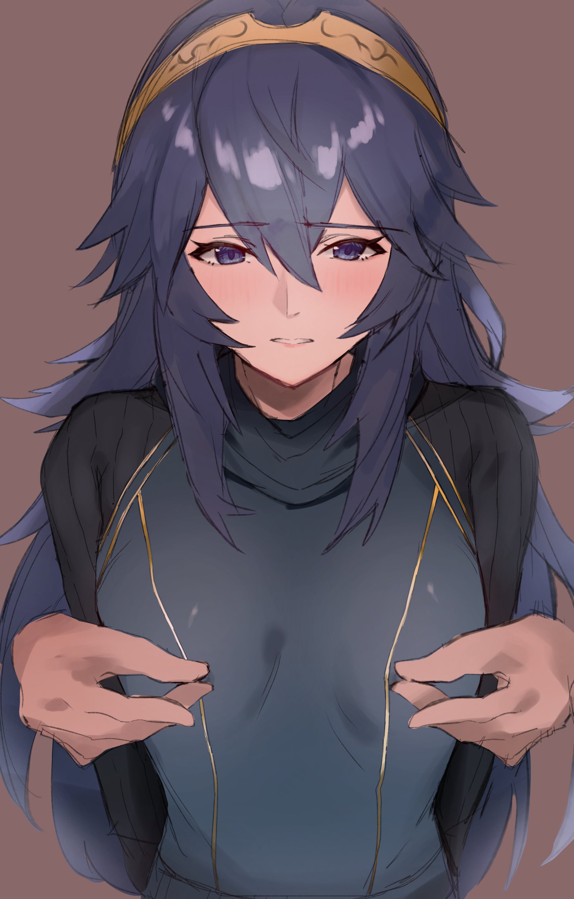 1girls, blue eyes, blue hair, breasts, female, fire emblem, fire emblem awakening, kataku musou, lucina (fire emblem), nintendo, nipple tweak, pinch, pinching nipples, small breasts, through clothes, tiara
