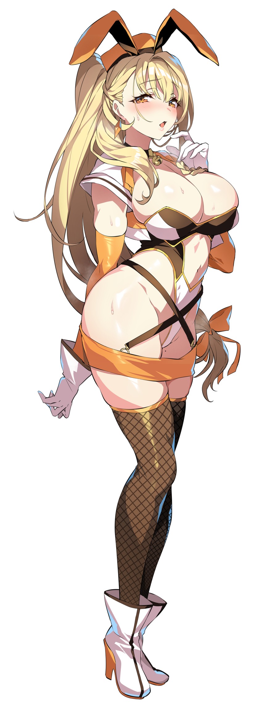 1girls, artist request, barely contained, booty cheeks, bunny costume, bunnysuit, buttocks, cleavage, crotch strap, embarrassed, fake animal ears, fat ass, fat booty, female, female focus, female only, fishnet legwear, futuristic, gan (shanimuni), gloves, heel boots, heels, heroine, high leg leotard, horny female, huge ass, huge thighs, impractical armor, kanade haruka, large breasts, legs, legwear, light skin, light-skinned female, long hair, looking at viewer, magical girl, magical girl outfit, mahou shoujo suzune magica, meaty ass, meaty butt, meaty thighs, midriff, midriff cutout, midriff focus, navel, nice ass, nice tits, no sex, no visible genitalia, official art, revealing clothes, skimpy clothes, straight hair, stripper clothes, student, tagme, teenage girl, teenager, unconvincing armor, up close, white gloves, wide hips, young, young female