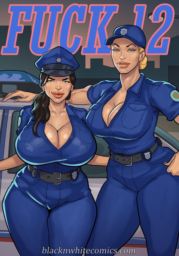 2023 2girls beauty_mark big_breasts blacknwhitecomics blonde_hair blue_eyes brown_hair carol_stizak cleavage clothed clothing cover_page curvy dimples english_text female female_focus female_only fuck_12 latina looking_at_viewer lupe_sanchez police police_uniform policewoman thick_thighs top_heavy voluptuous watermark wide_hips yair